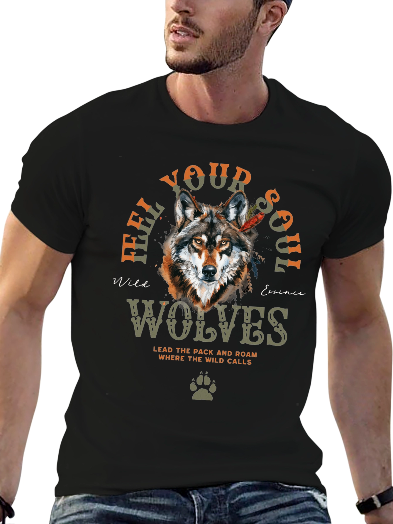 Feel Your Soul Wolves Graphic T-Shirt