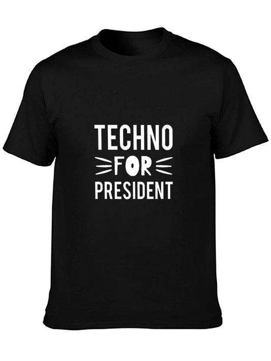 Techno For President Graphic Tee - Black