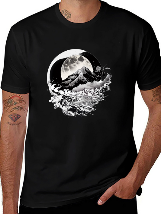 Moonlit Mountain Black Graphic Tee
