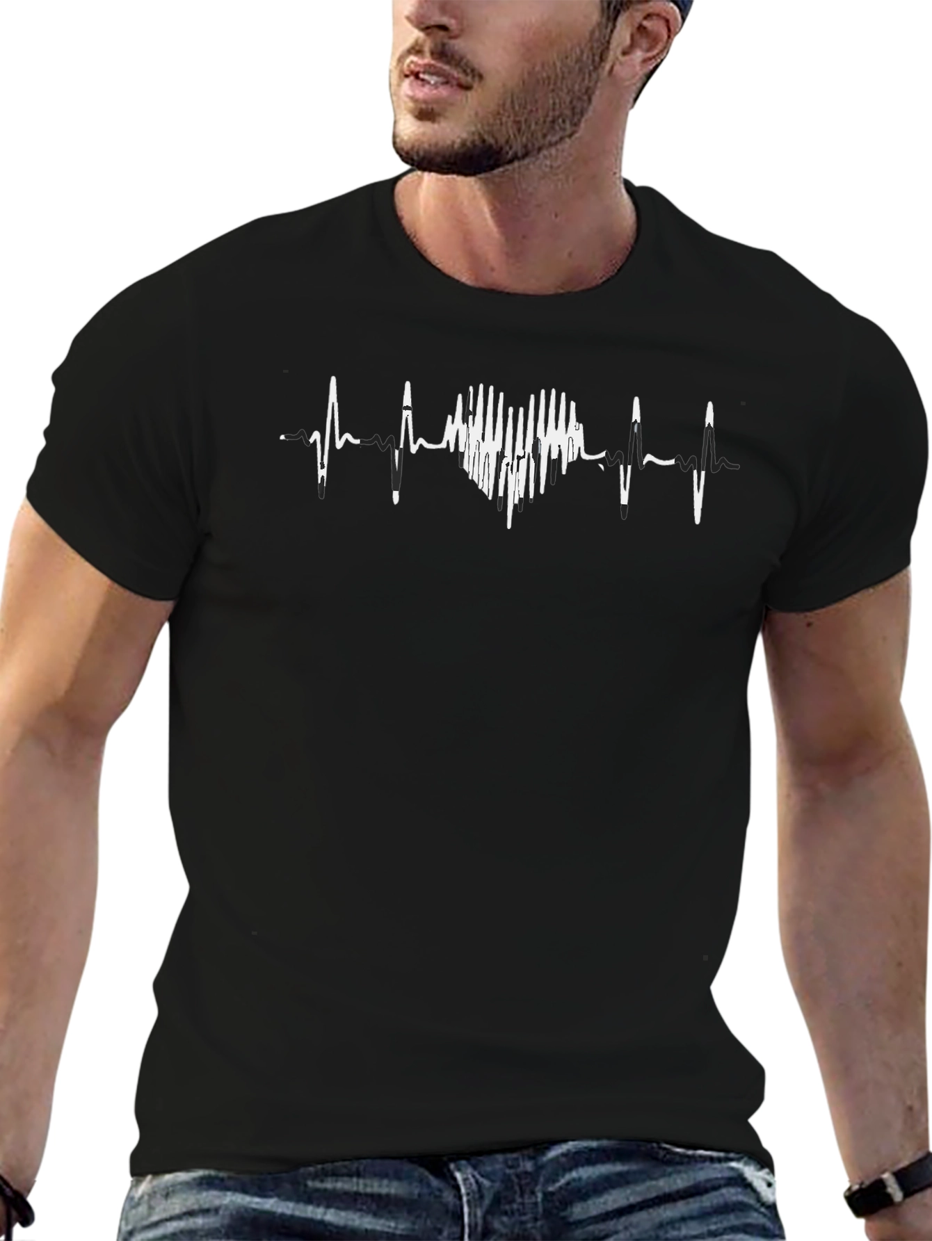 Heartbeat Heart Tee - Mens Crew Neck