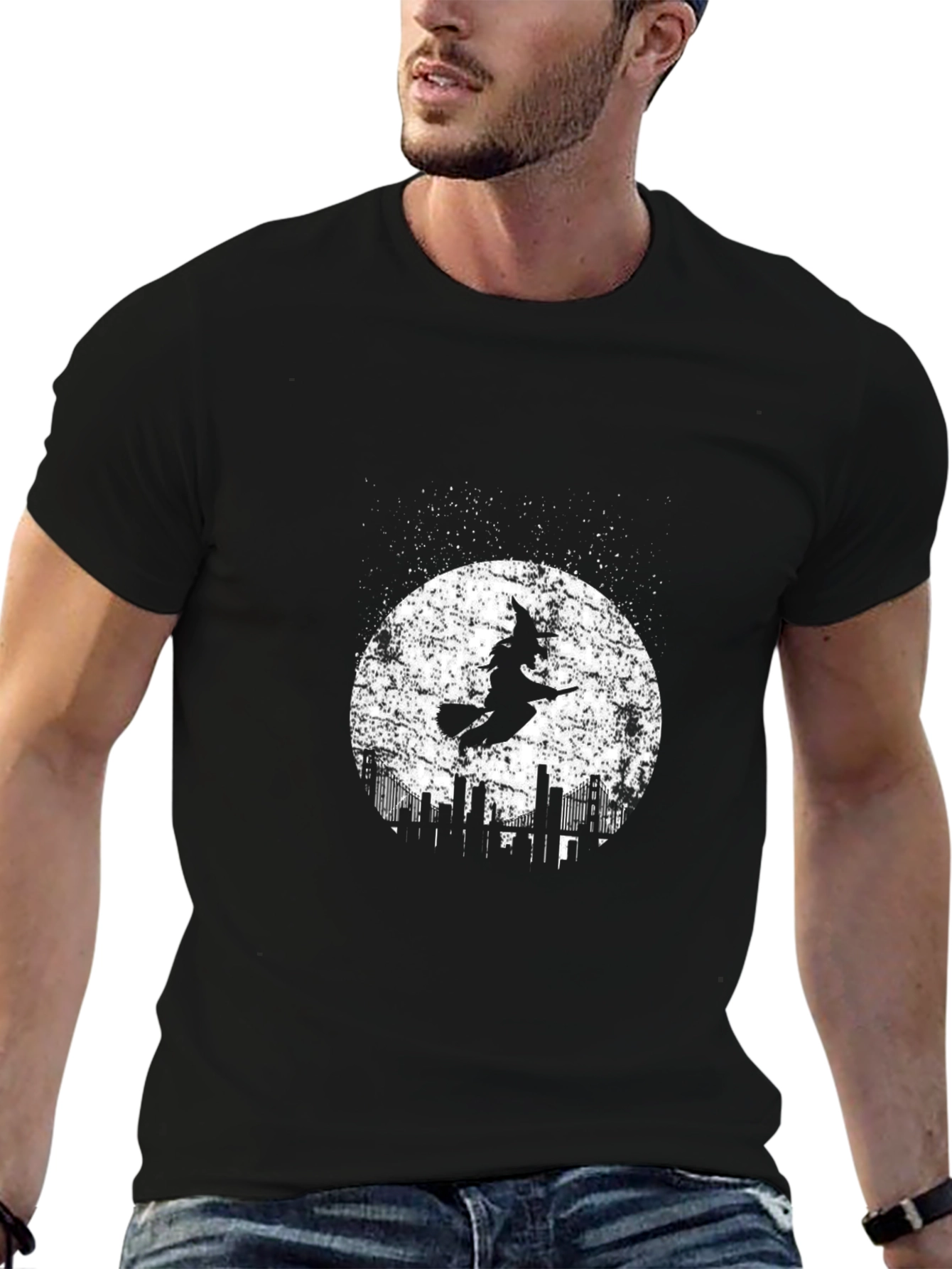 Witch Cityscape Moon Graphic Tee