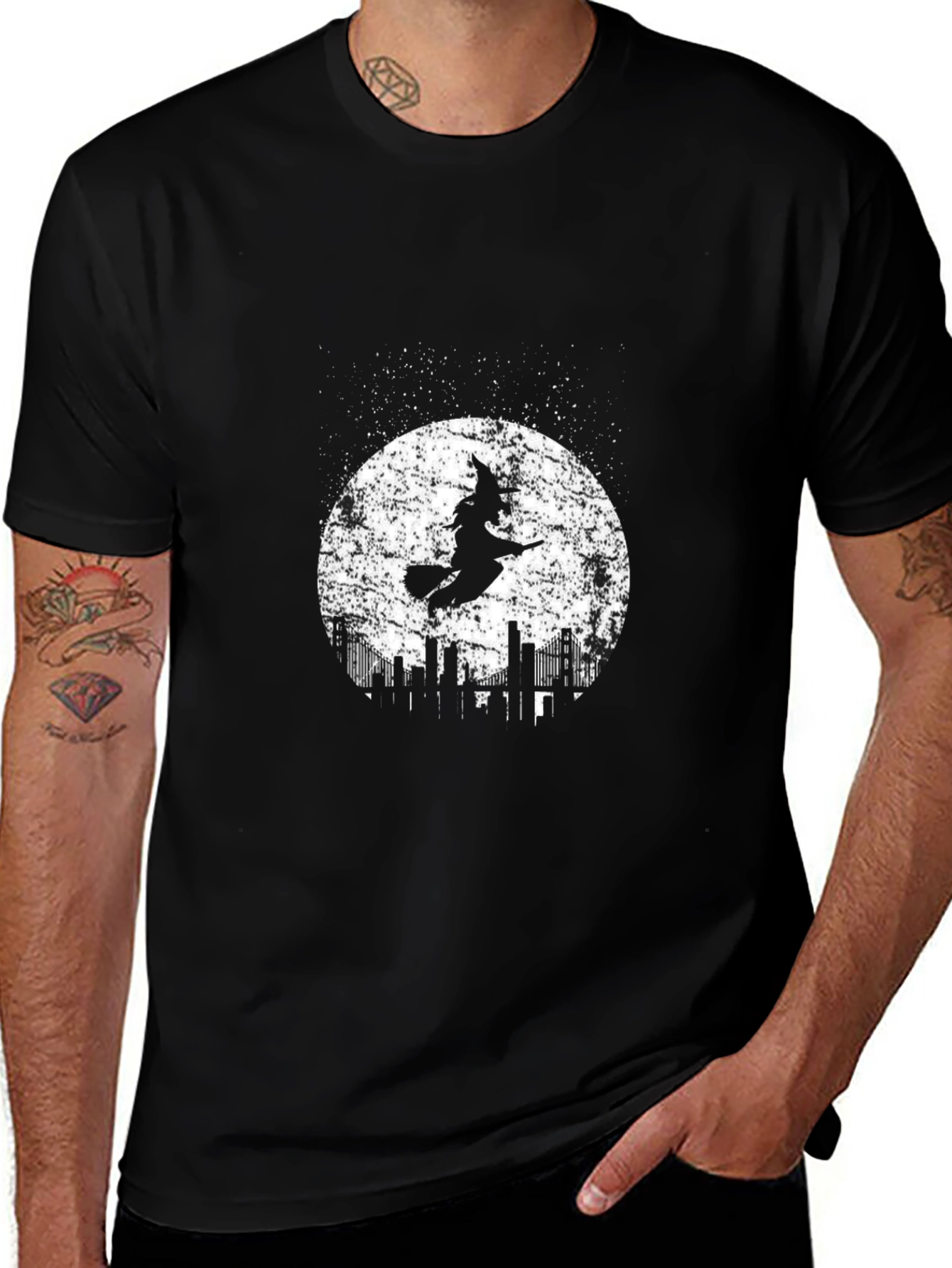 Witch Cityscape Moon Graphic Tee