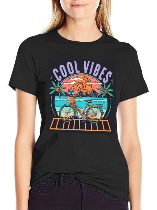Cool Vibes Beach Bicycle Graphic T-Shirt