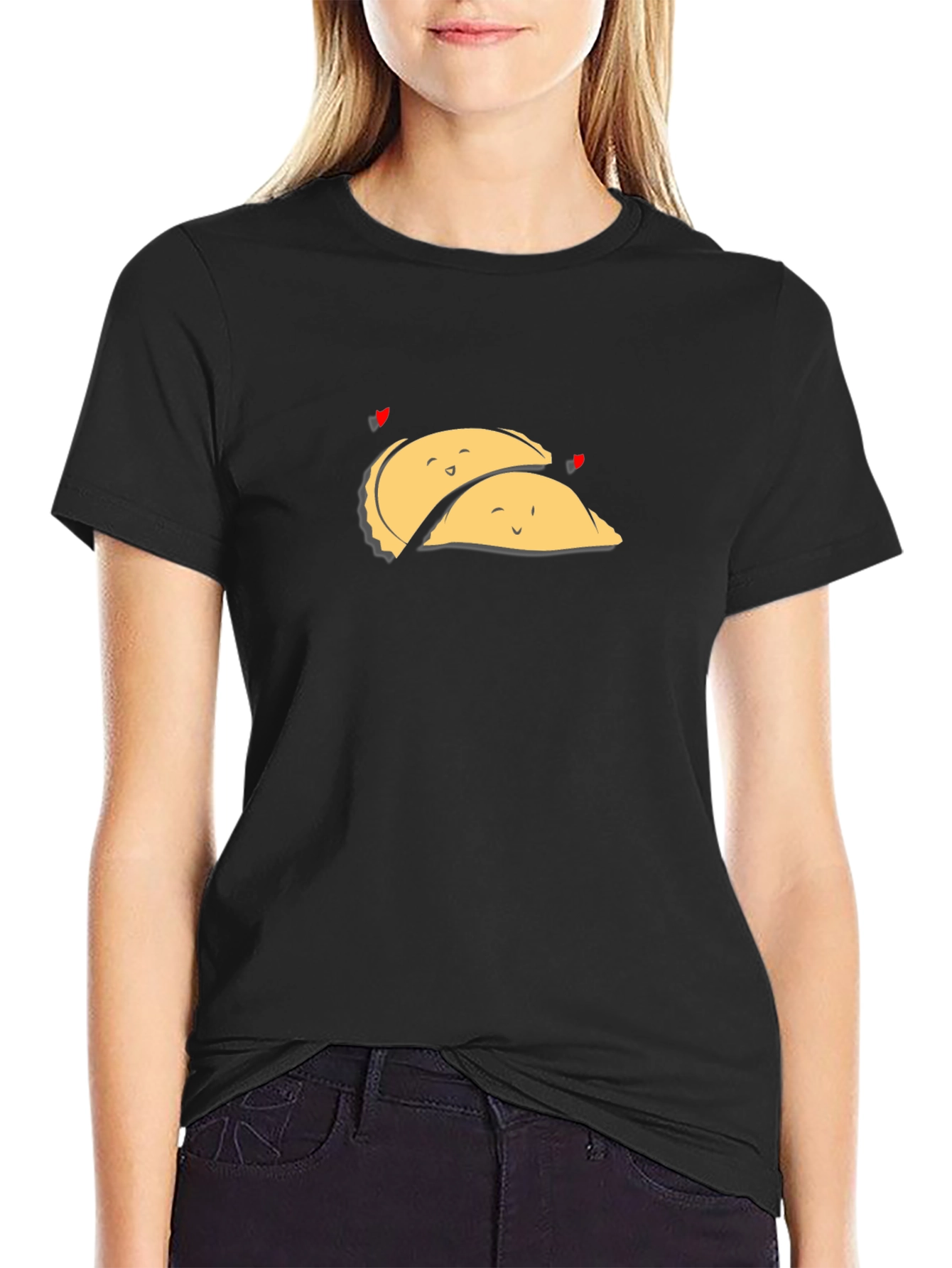 Cute Dumpling Love Black T-Shirt
