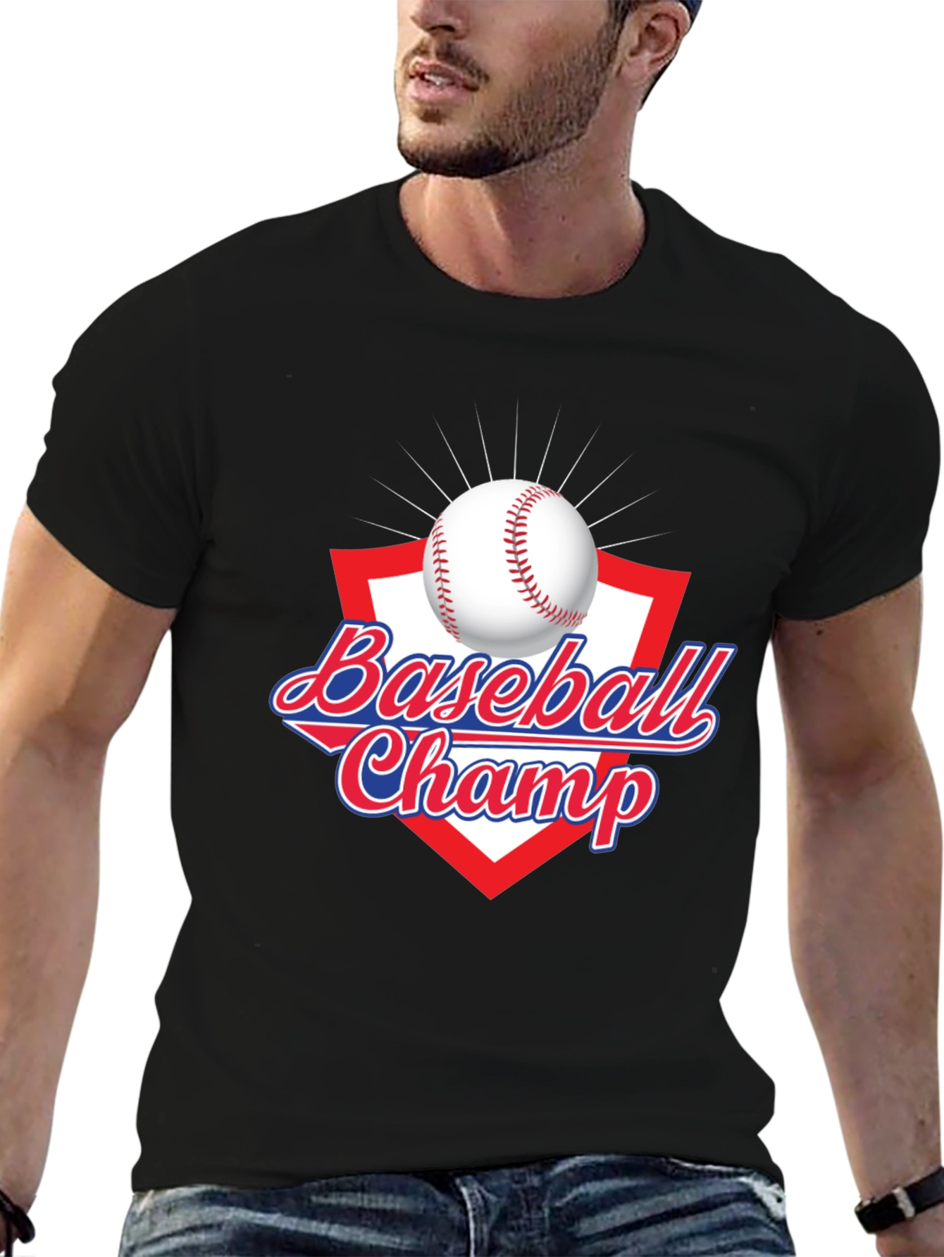 Baseball Champ Graphic Tee - Black