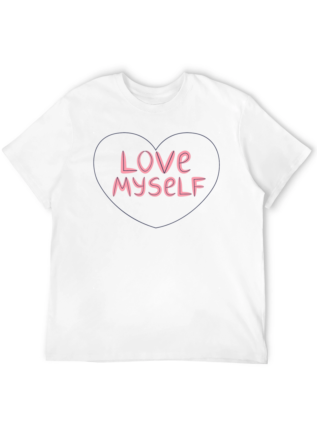 Love Myself Graphic Tee - Heart Design Black T-Shirt
