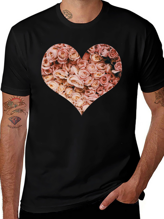 Floral Heart Graphic Tee - Black