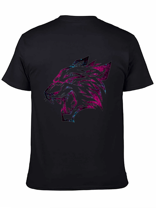 Galaxy Wolf Graphic Tee - Black Cotton Short Sleeve
