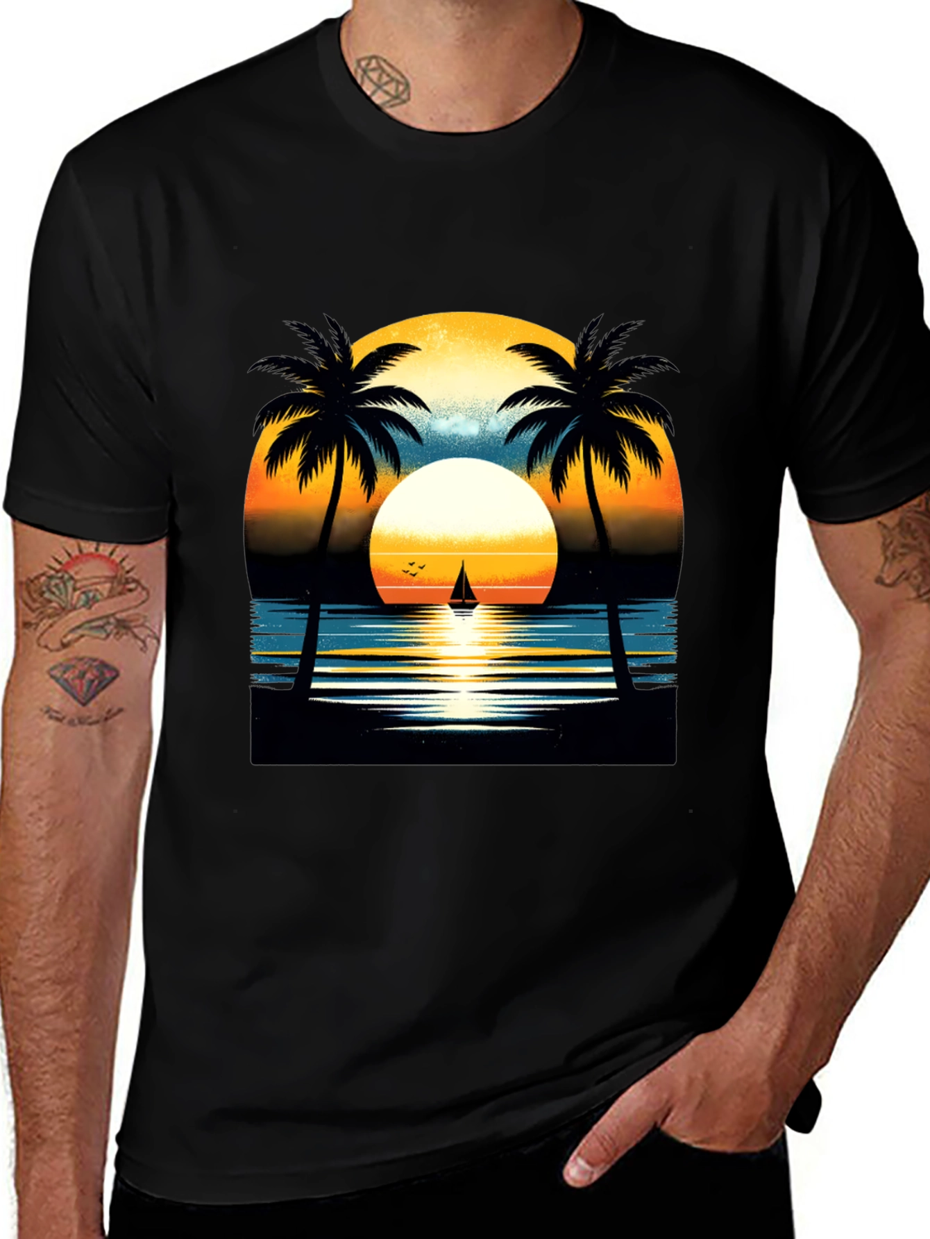 Sunset Palm Tree Graphic Tee