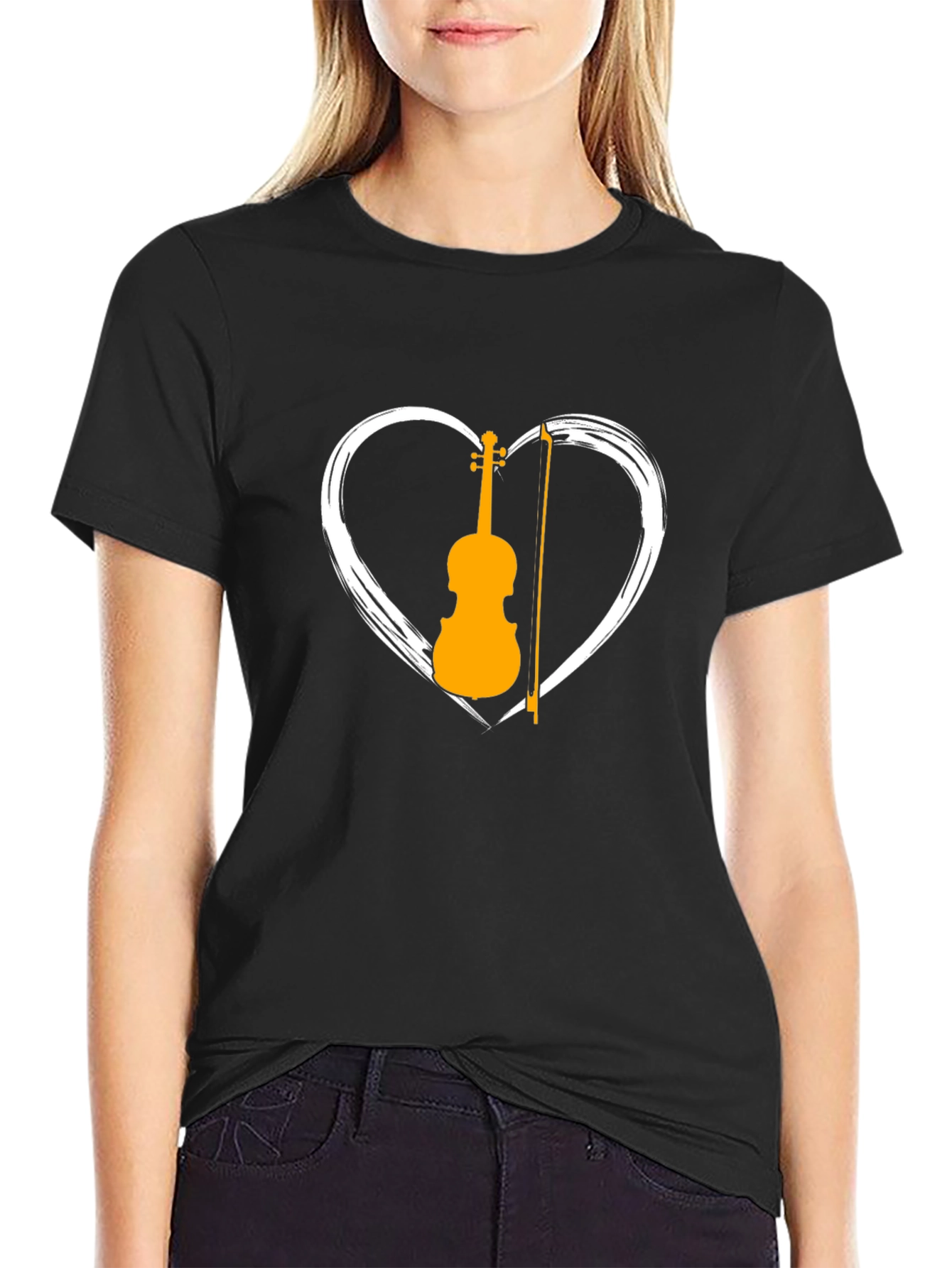 Violin Heart Graphic Tee - Musician T-Shirt