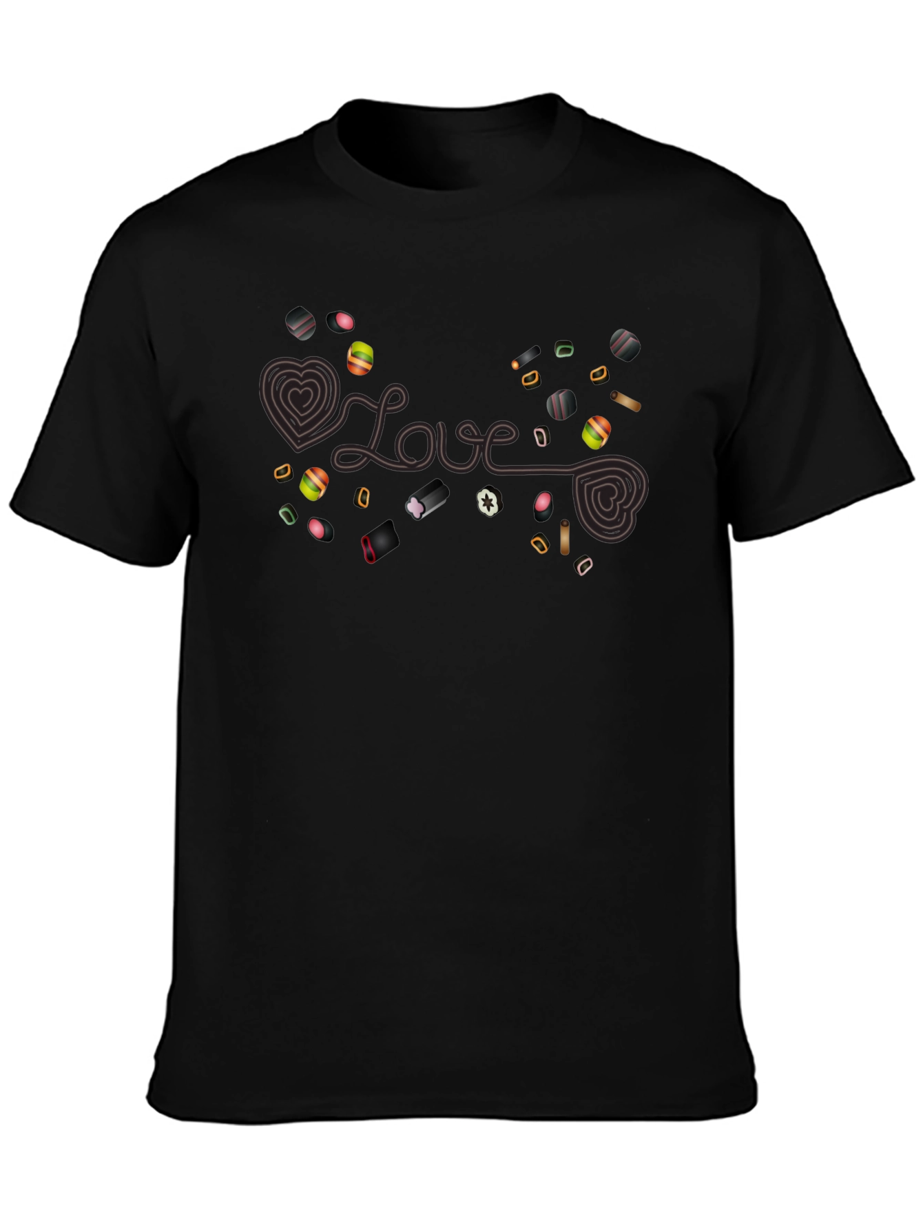 Love Candy Heart Graphic Black T-Shirt