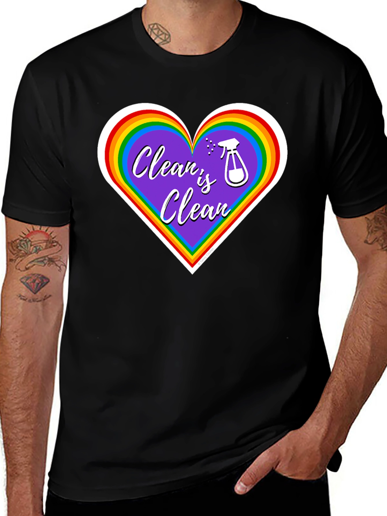 Clean is Clean Rainbow Heart T-Shirt