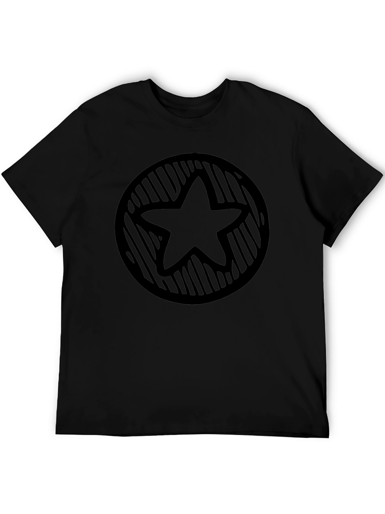 Star Circle Graphic Tee - Black Casual Style