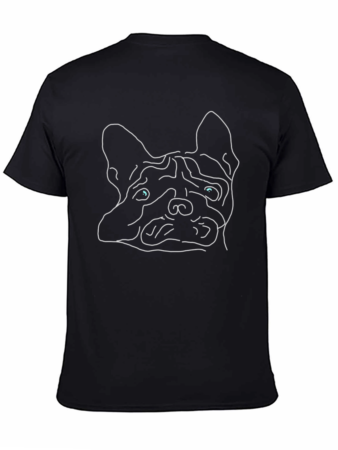 Cool Bulldog Outline Graphic Black T-Shirt