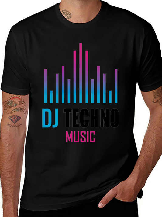 DJ Techno Music Graphic T-Shirt - Black