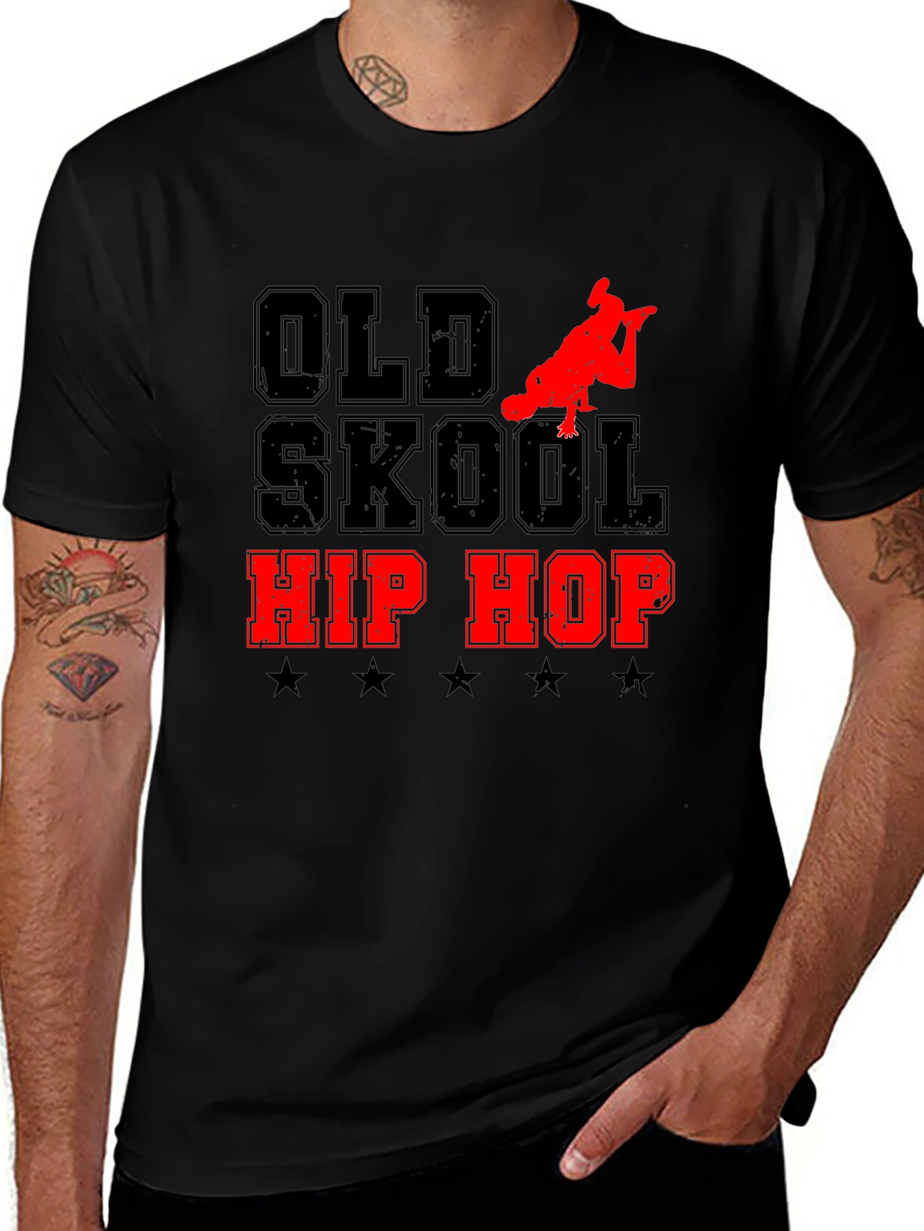 Old Skool Hip Hop Graphic Tee - Black