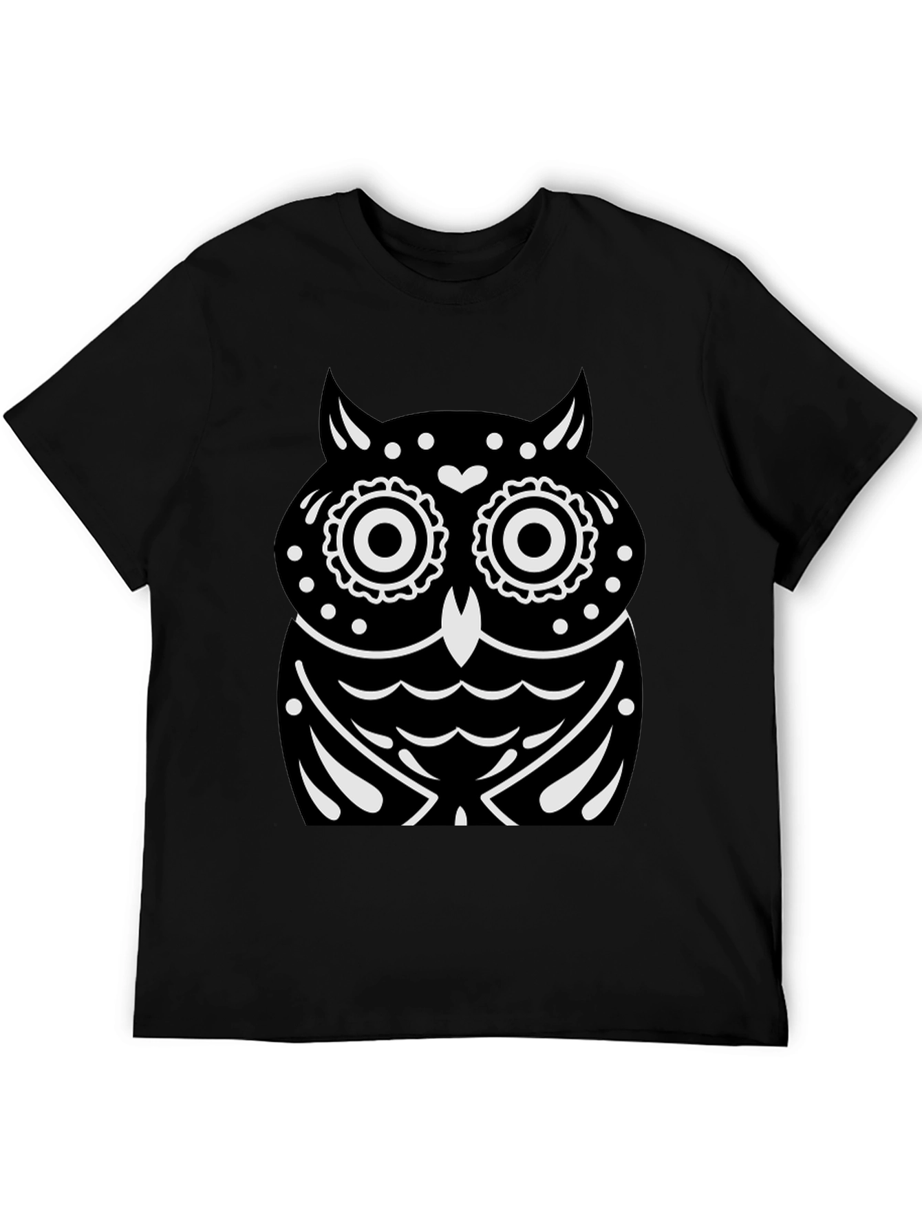 Black T-Shirt with Owl Graphic