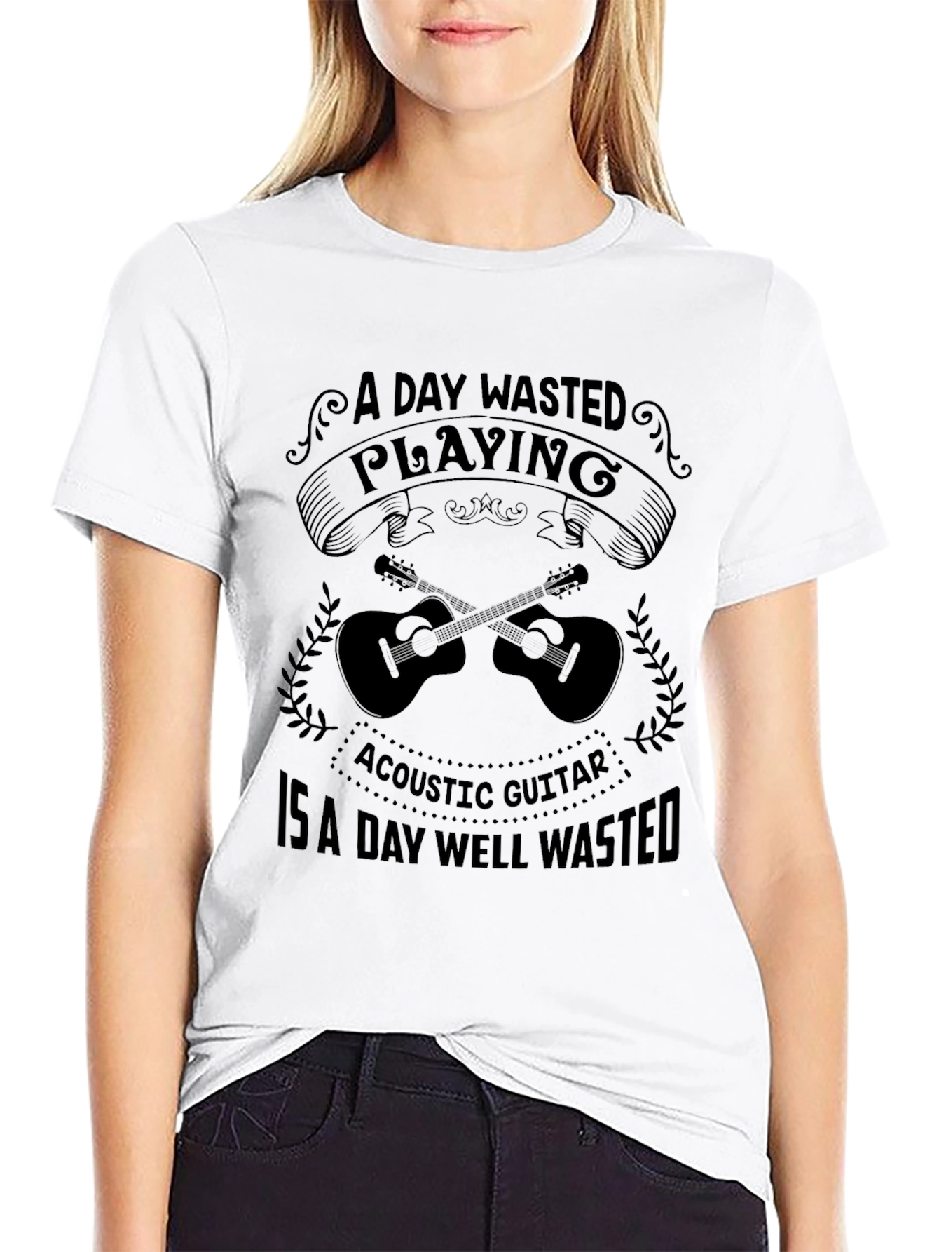 Acoustic Guitar T-Shirt: A Day Well Wasted
