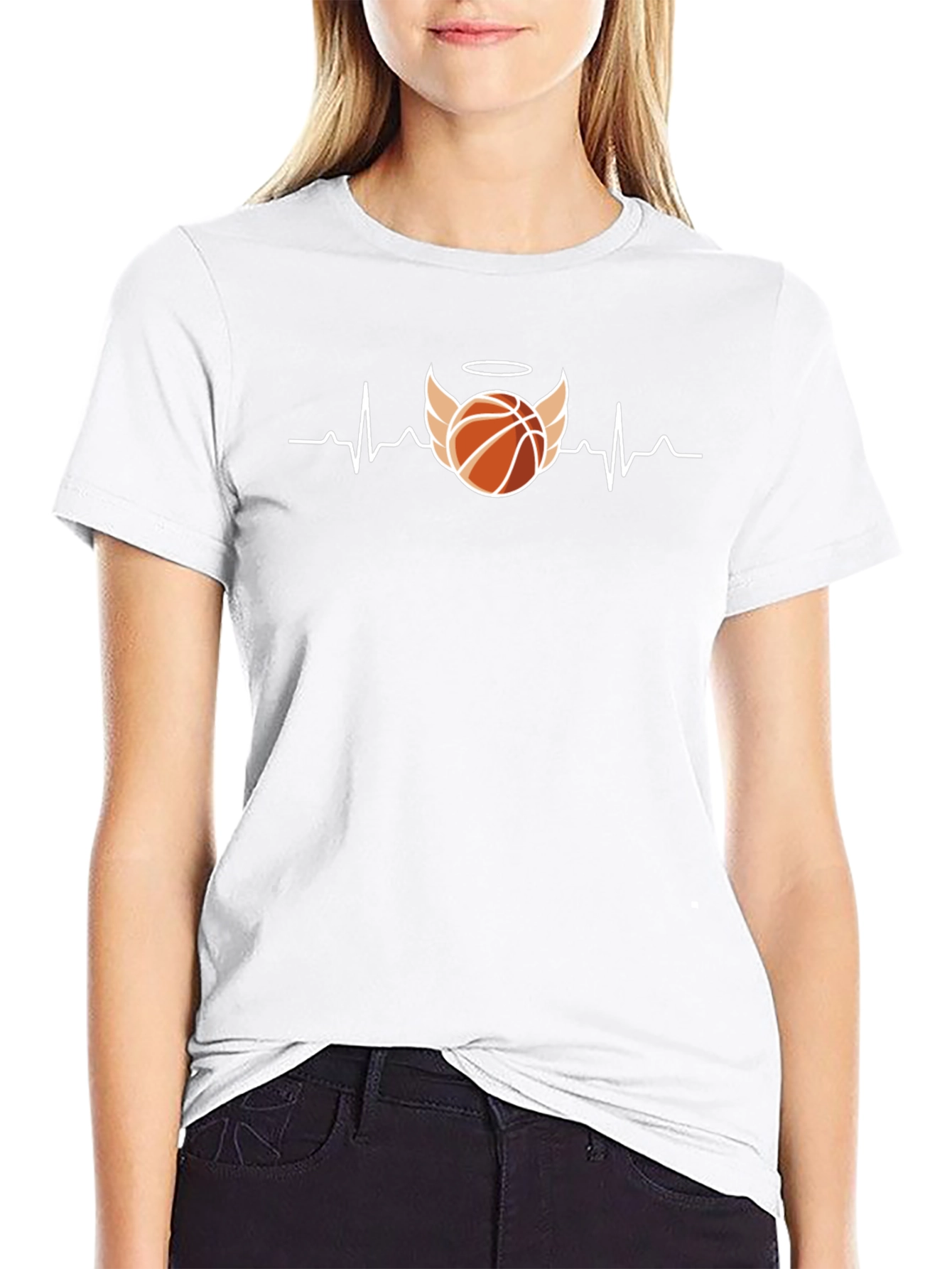Basketball Heartbeat Angel Wings Mens T-Shirt