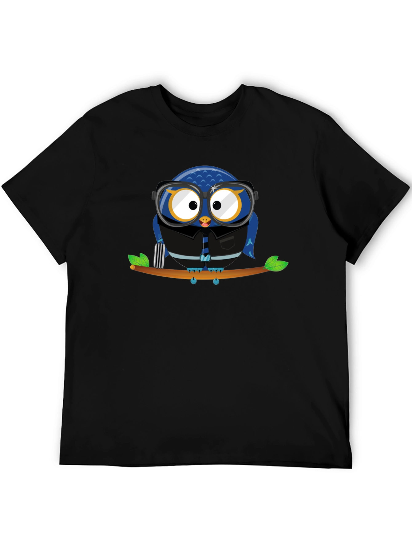 Owl Lover Graphic Tee - Black Cotton T-Shirt