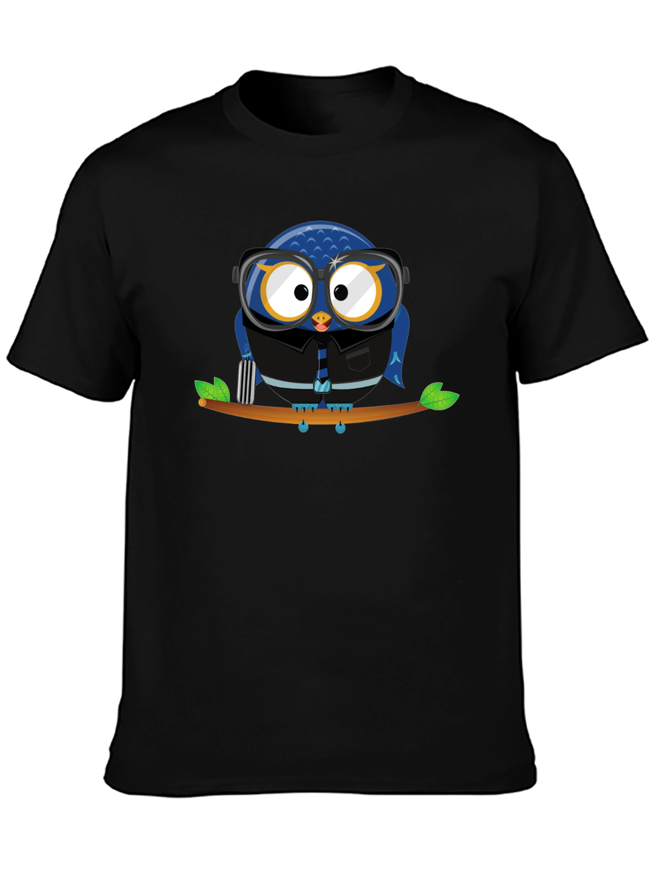 Owl Lover Graphic Tee - Black Cotton T-Shirt