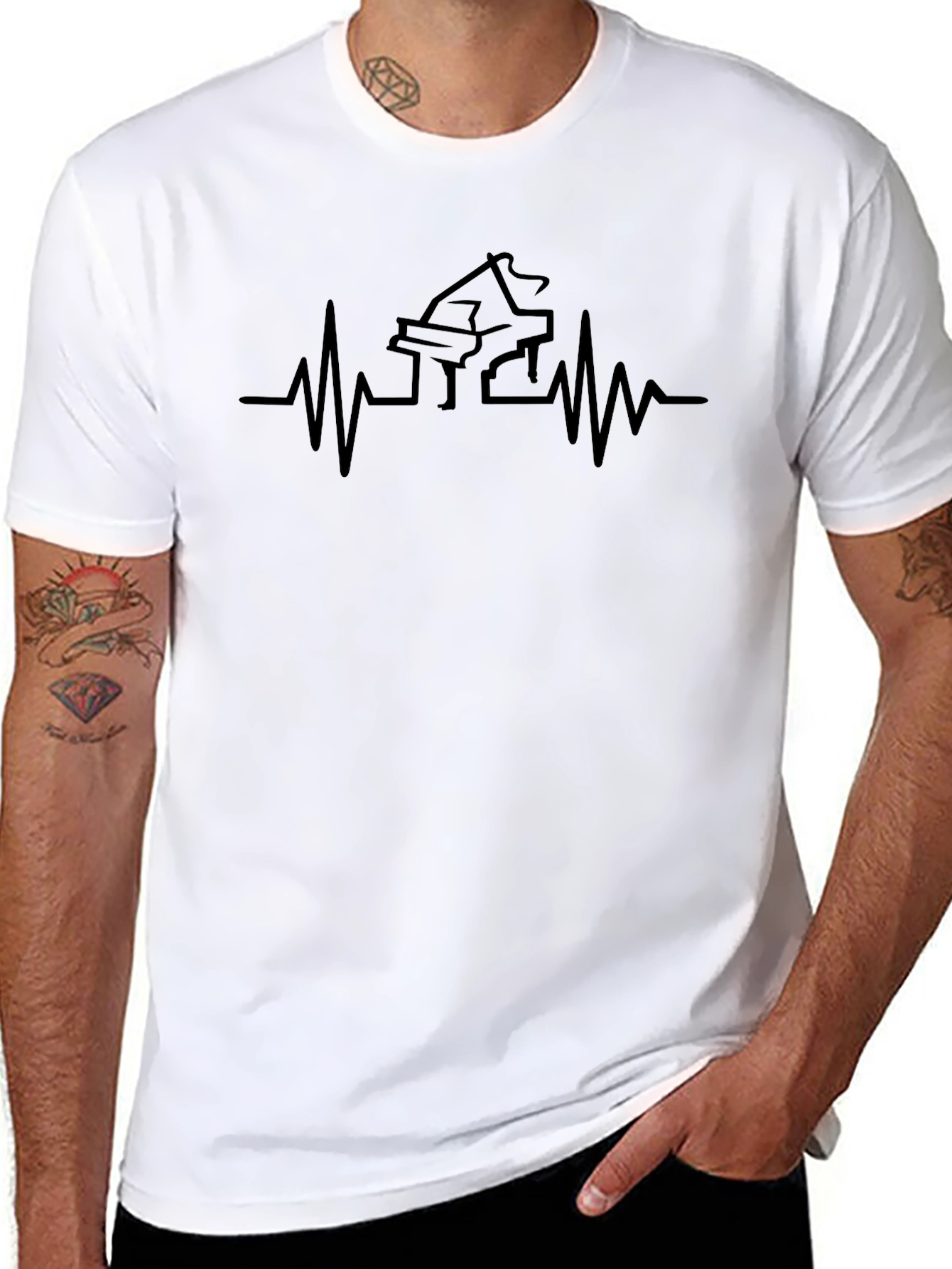 Piano Heartbeat T-Shirt - Musical Pulse Tee