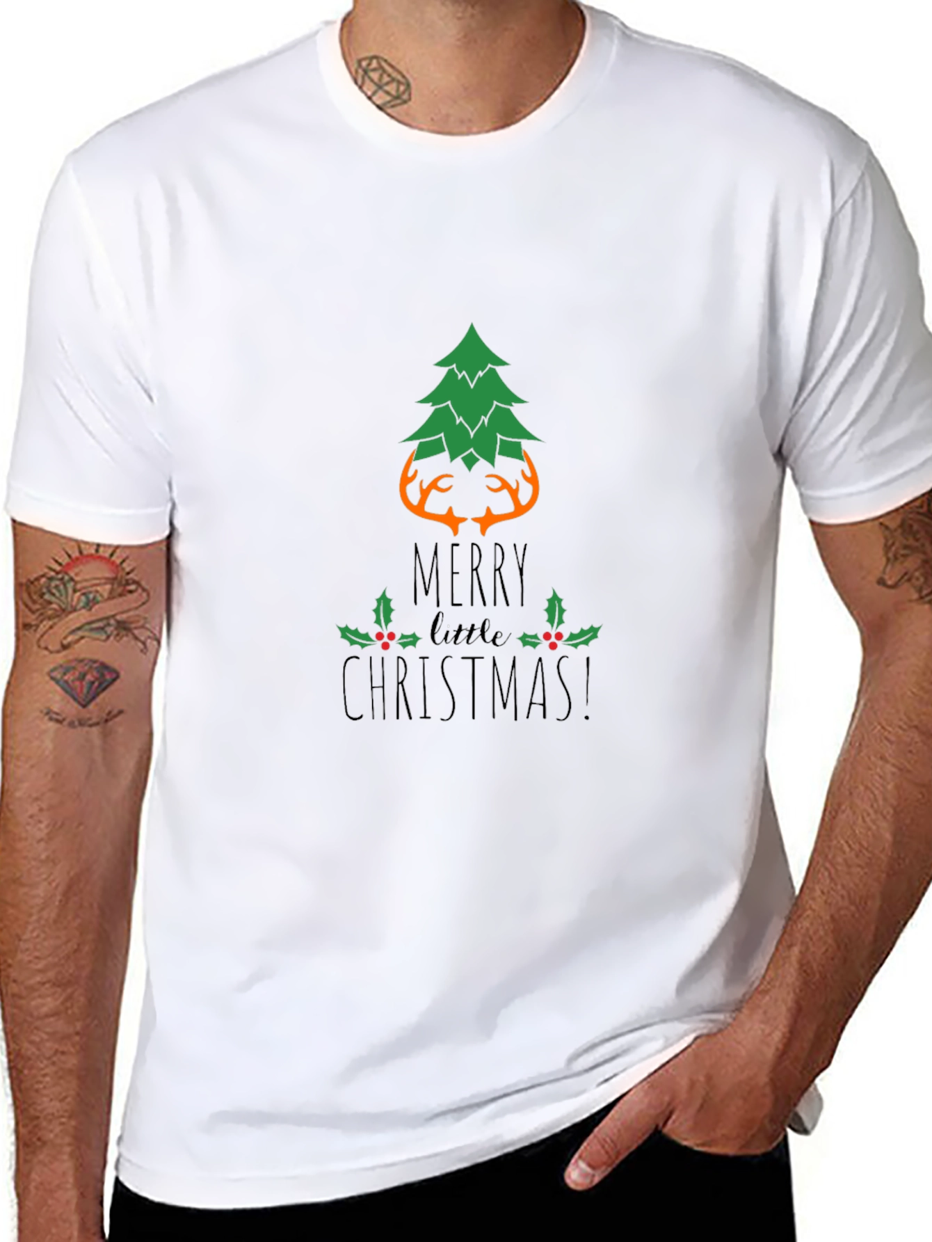 Festive Christmas Tree Antler Graphic Tee