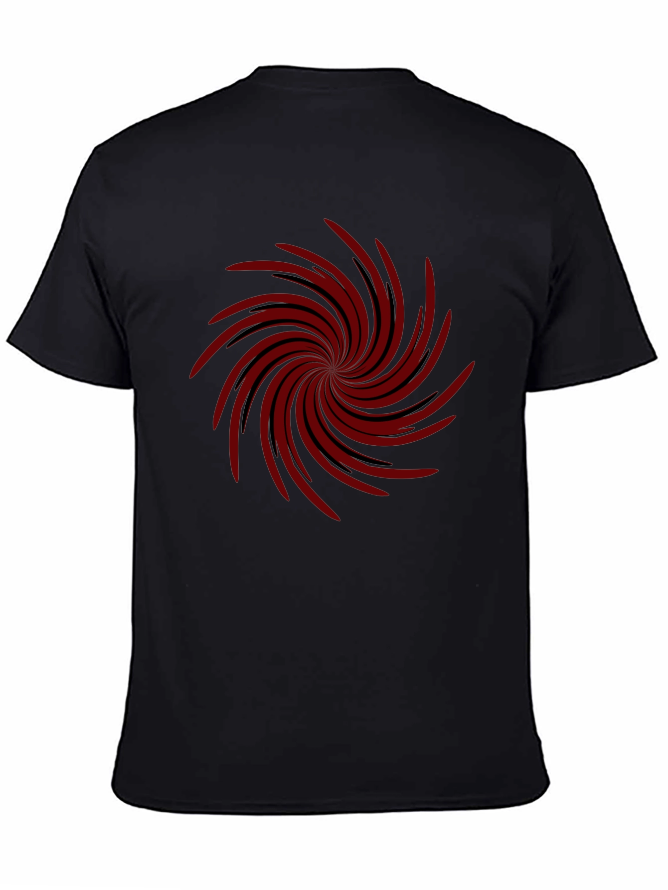 Mens Black T-shirt with Red Spiral Design