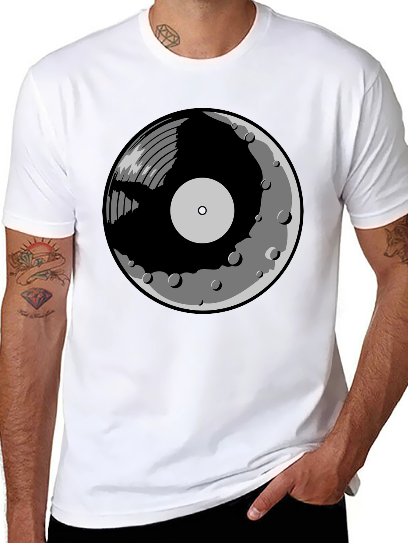 Vinyl Moon Graphic Tee - Music Lover Shirt