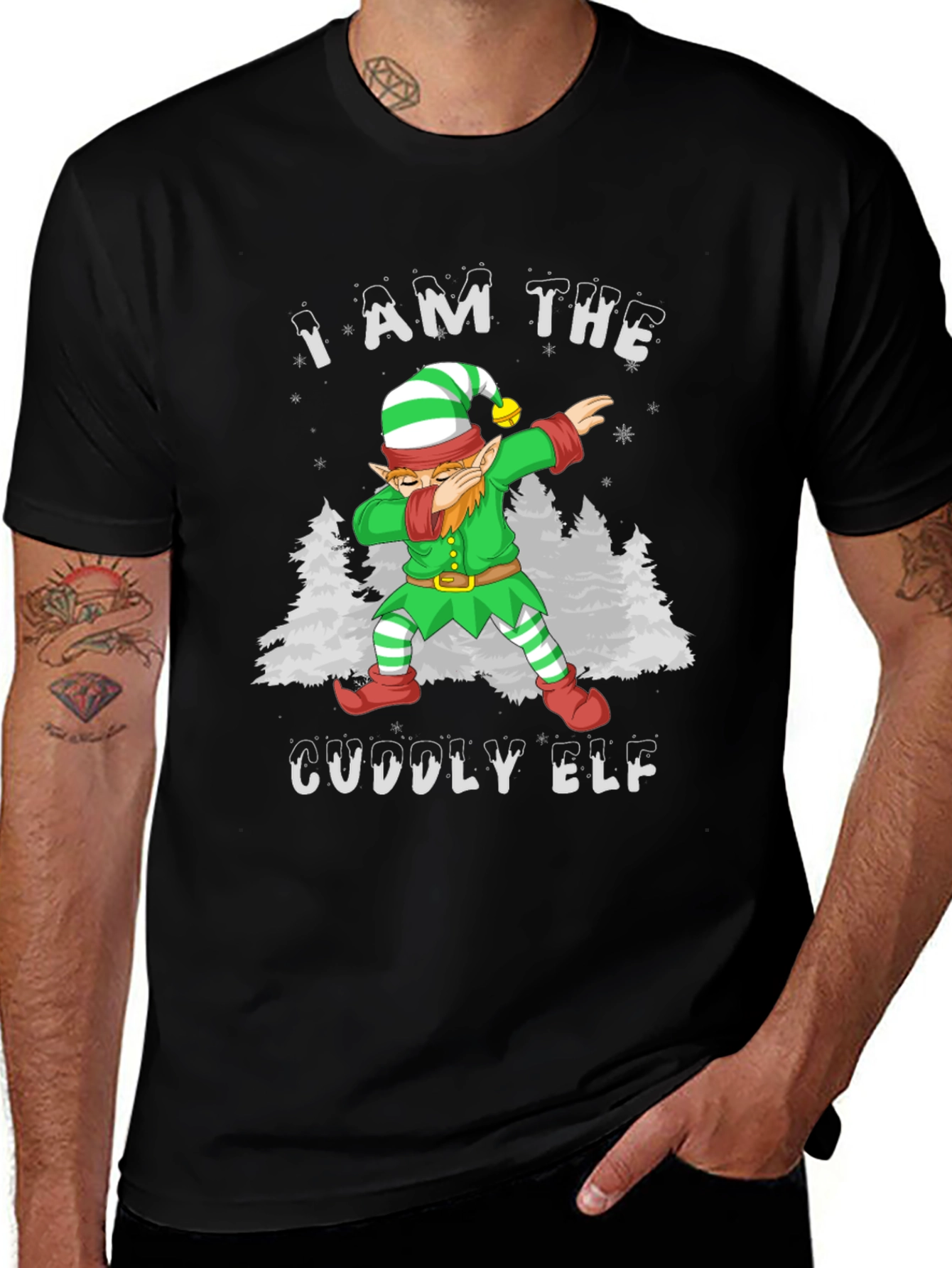 Cuddly Elf Christmas T-Shirt - Holiday Dab Design