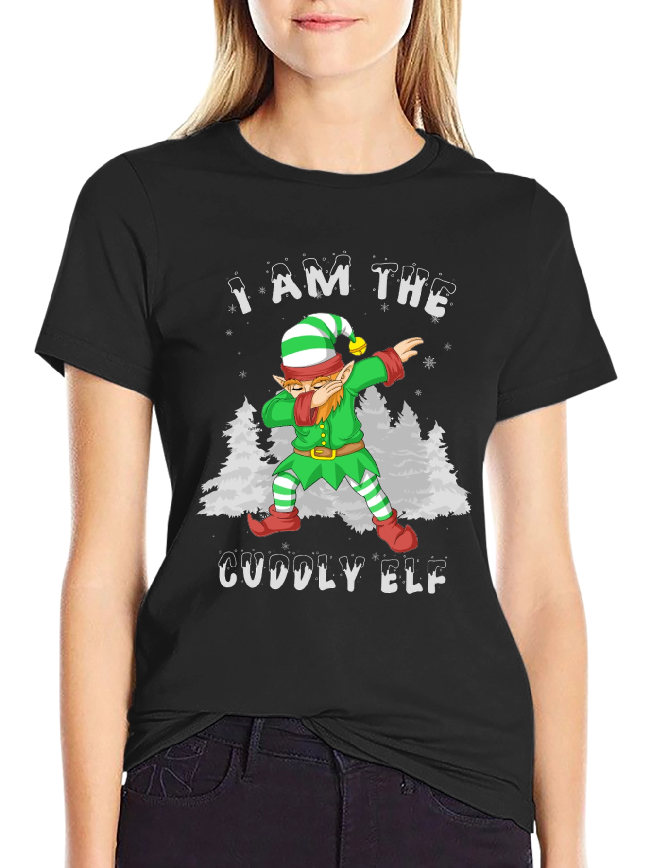 Cuddly Elf Christmas T-Shirt - Holiday Dab Design