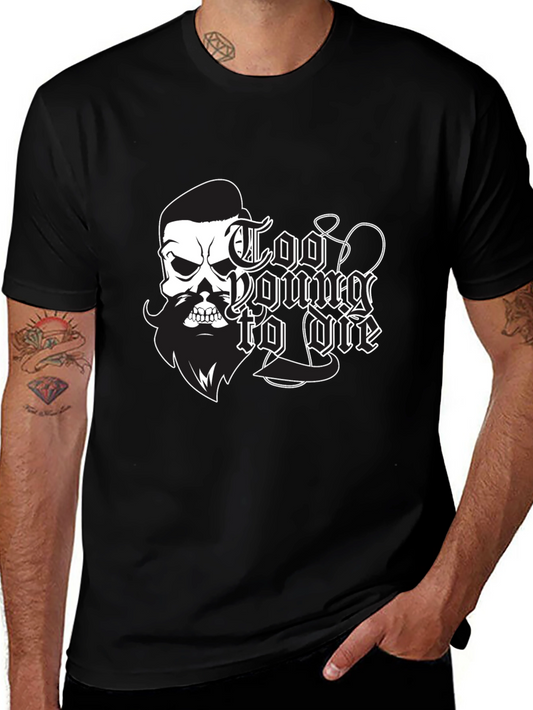 Skull Graphic T-Shirt - Too Young to Die - Black