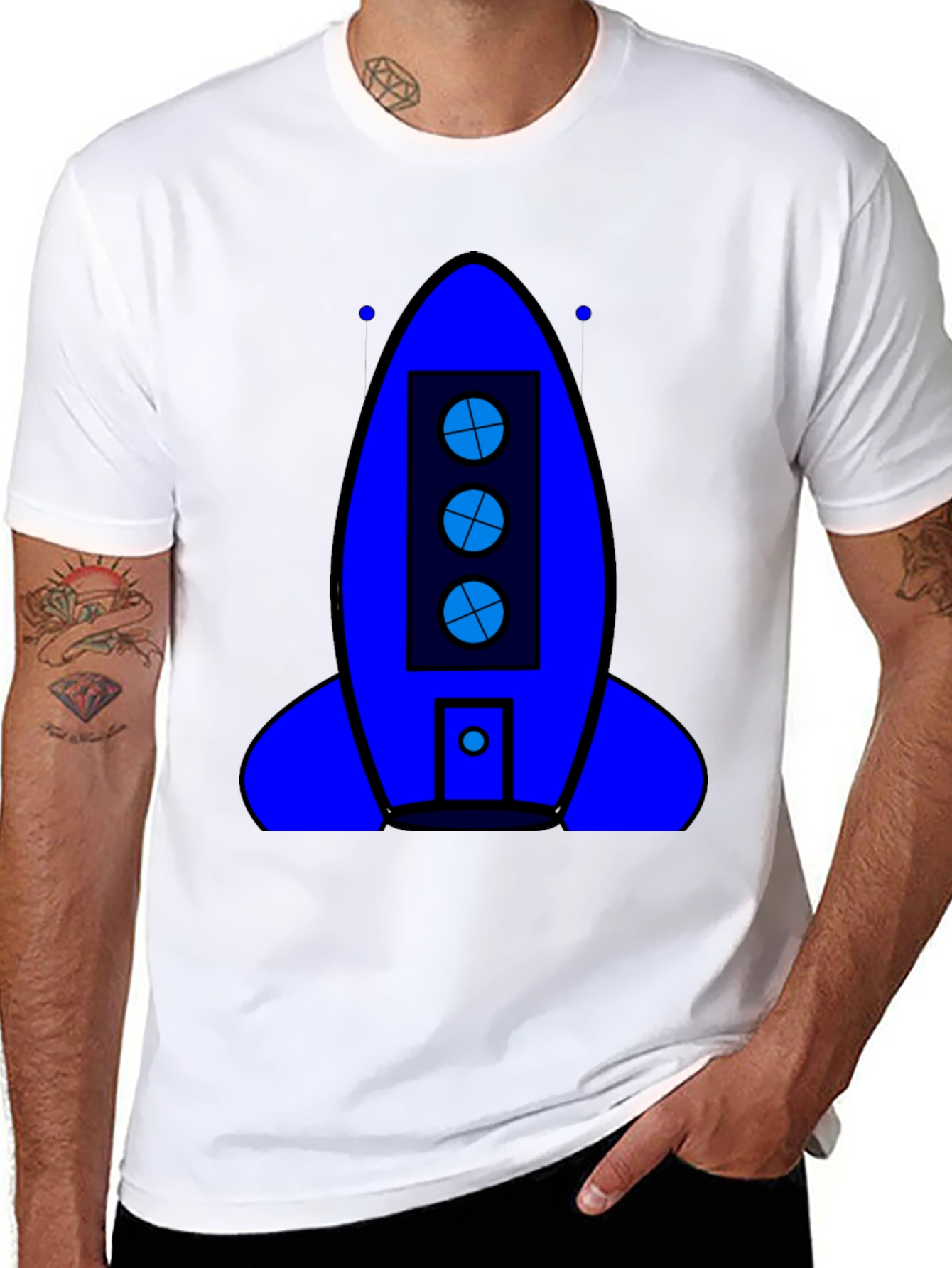 Rocket Ship Graphic T-Shirt - Outer Space Theme