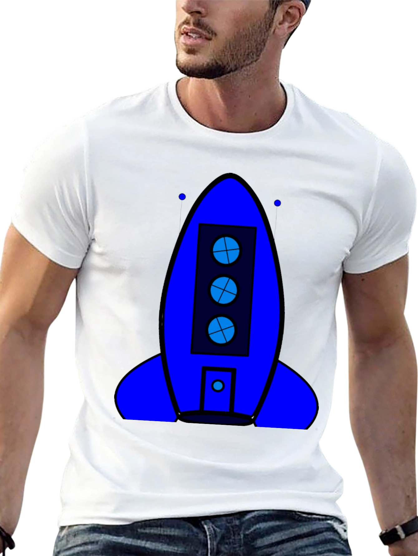Rocket Ship Graphic T-Shirt - Outer Space Theme
