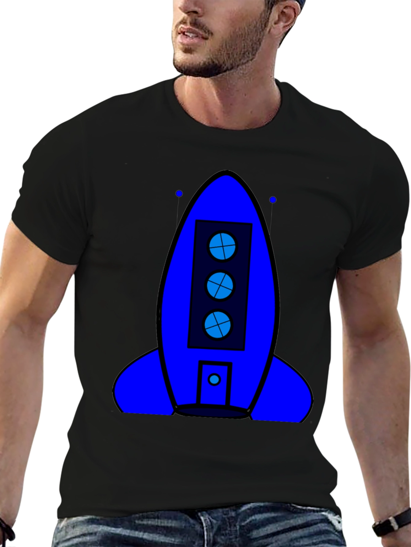 Rocket Ship Graphic T-Shirt - Outer Space Theme
