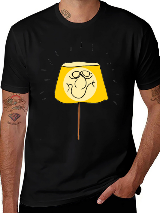 Funny Lamp Face Graphic Black T-Shirt