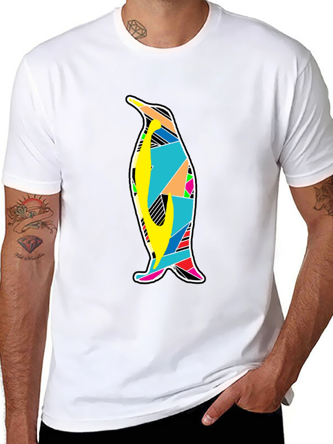 Mens Black Penguin Graphic T-Shirt
