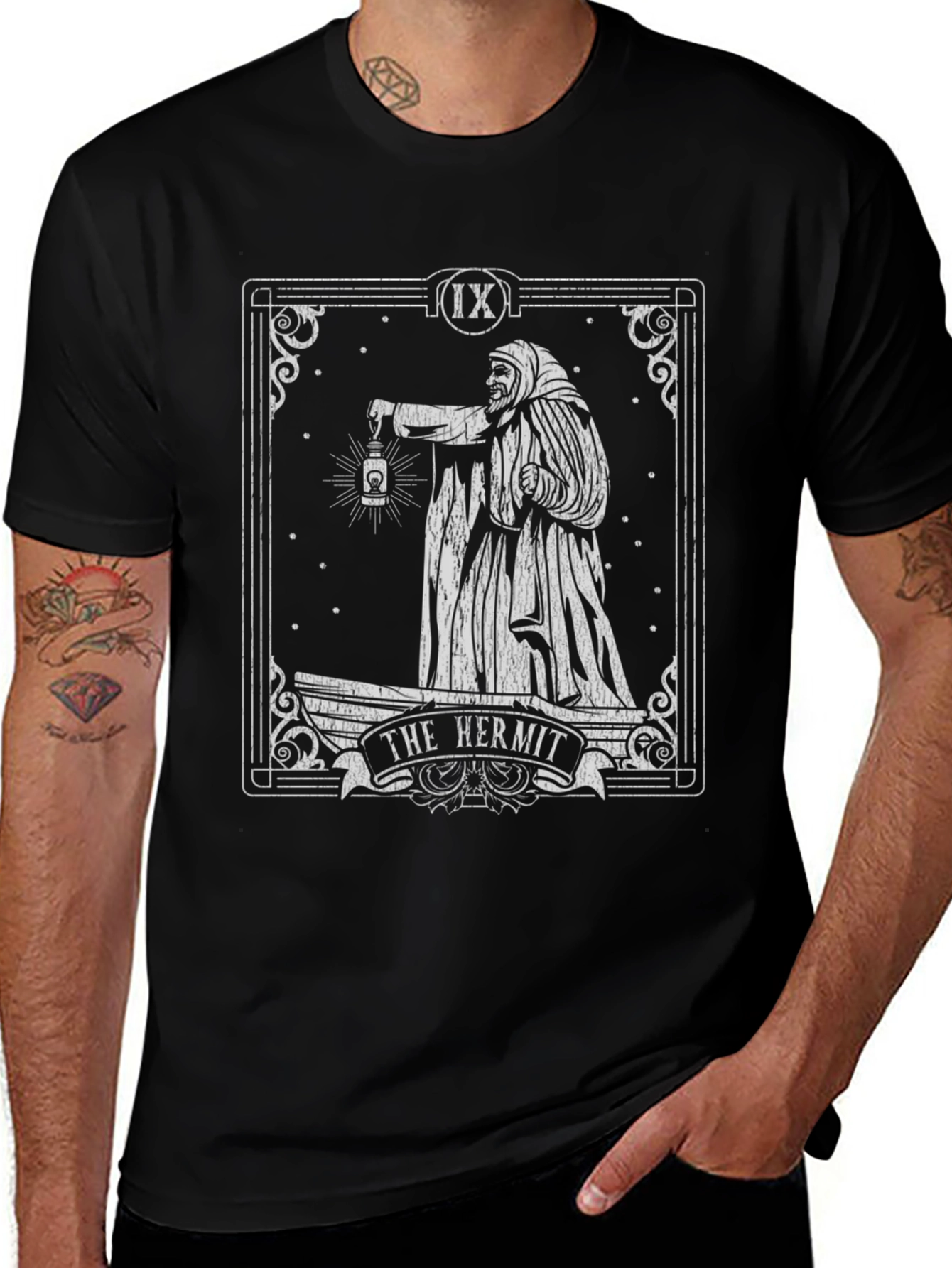 The Hermit Tarot Card T-Shirt - Gothic Style