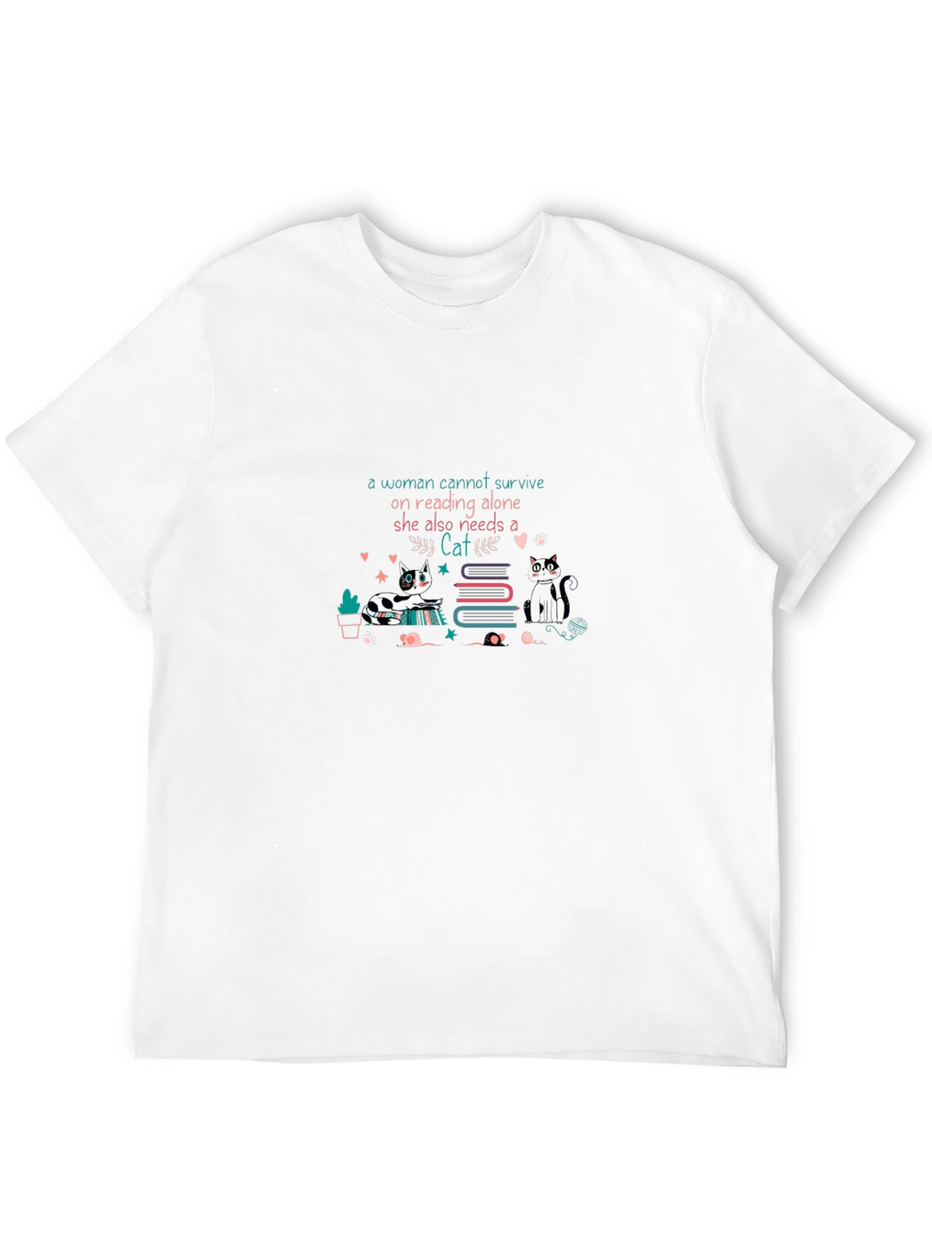 Reading and Cats Black T-Shirt