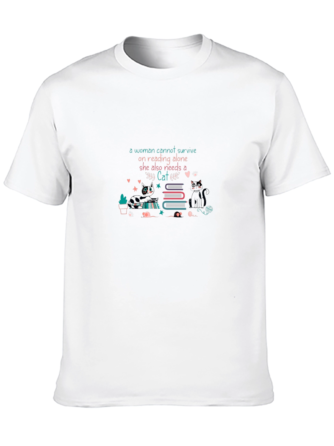 Reading and Cats Black T-Shirt