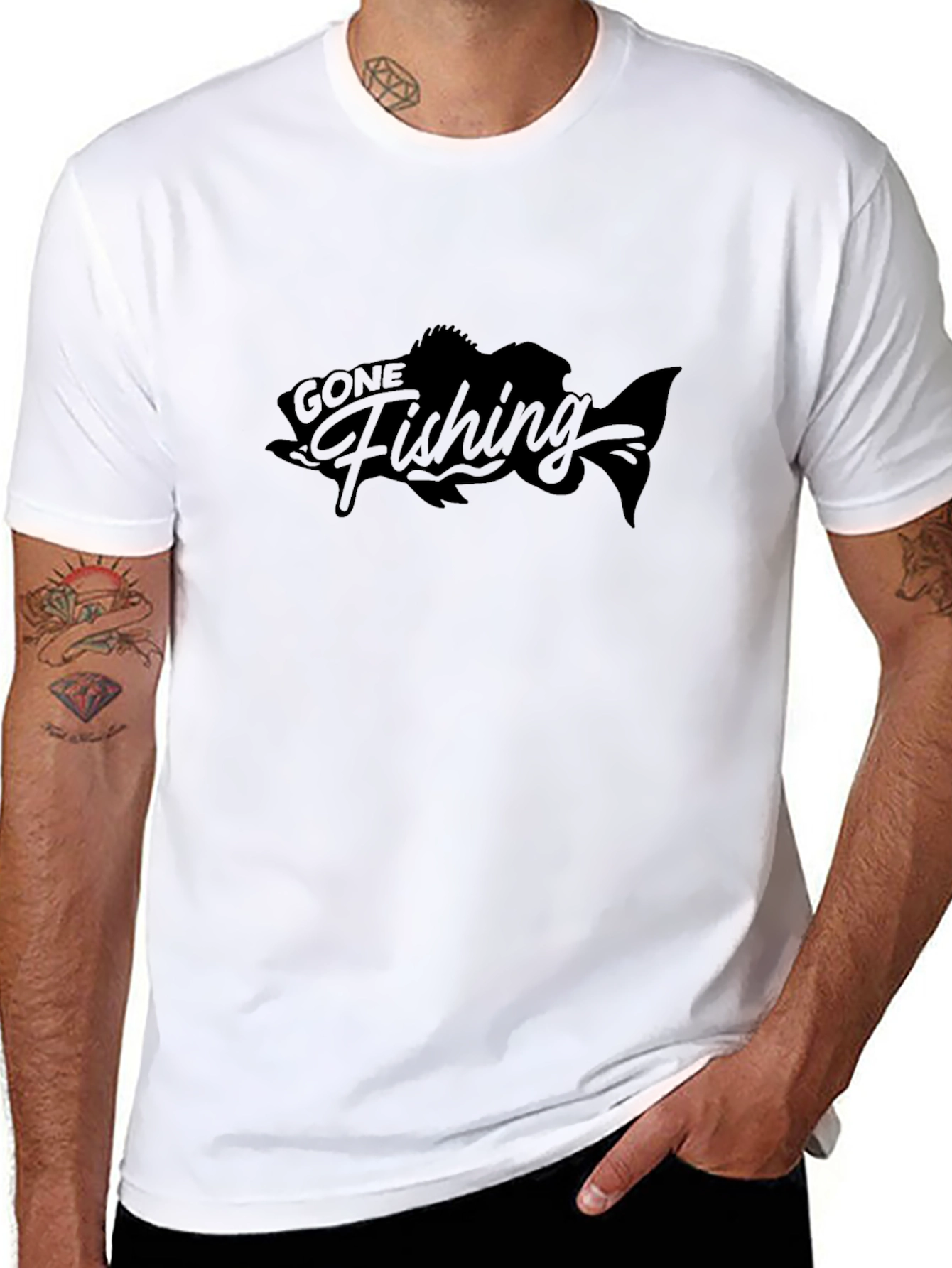 Gone Fishing Black T-Shirt