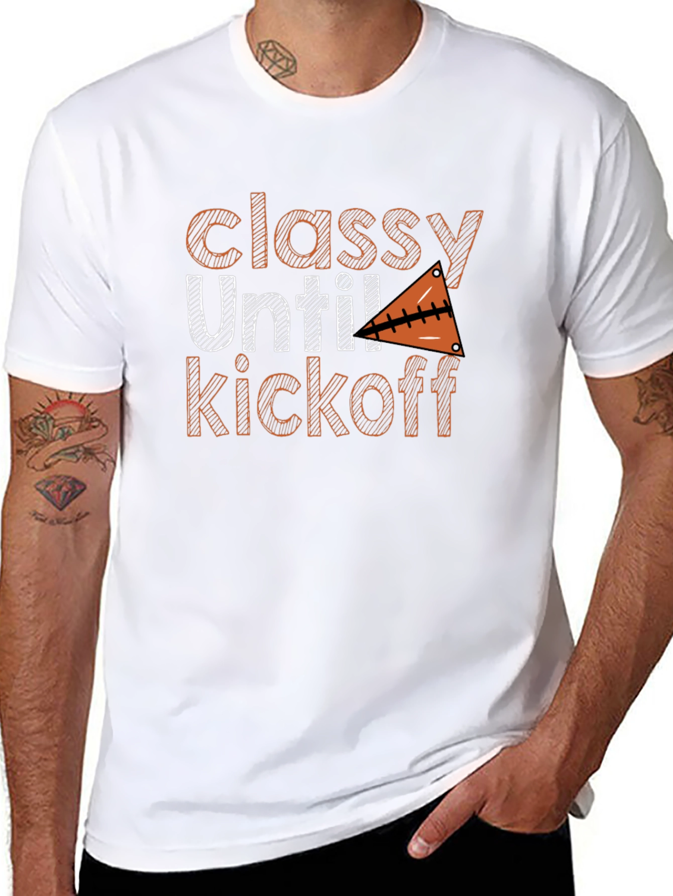 Classy Until Kickoff Football Graphic T-Shirt