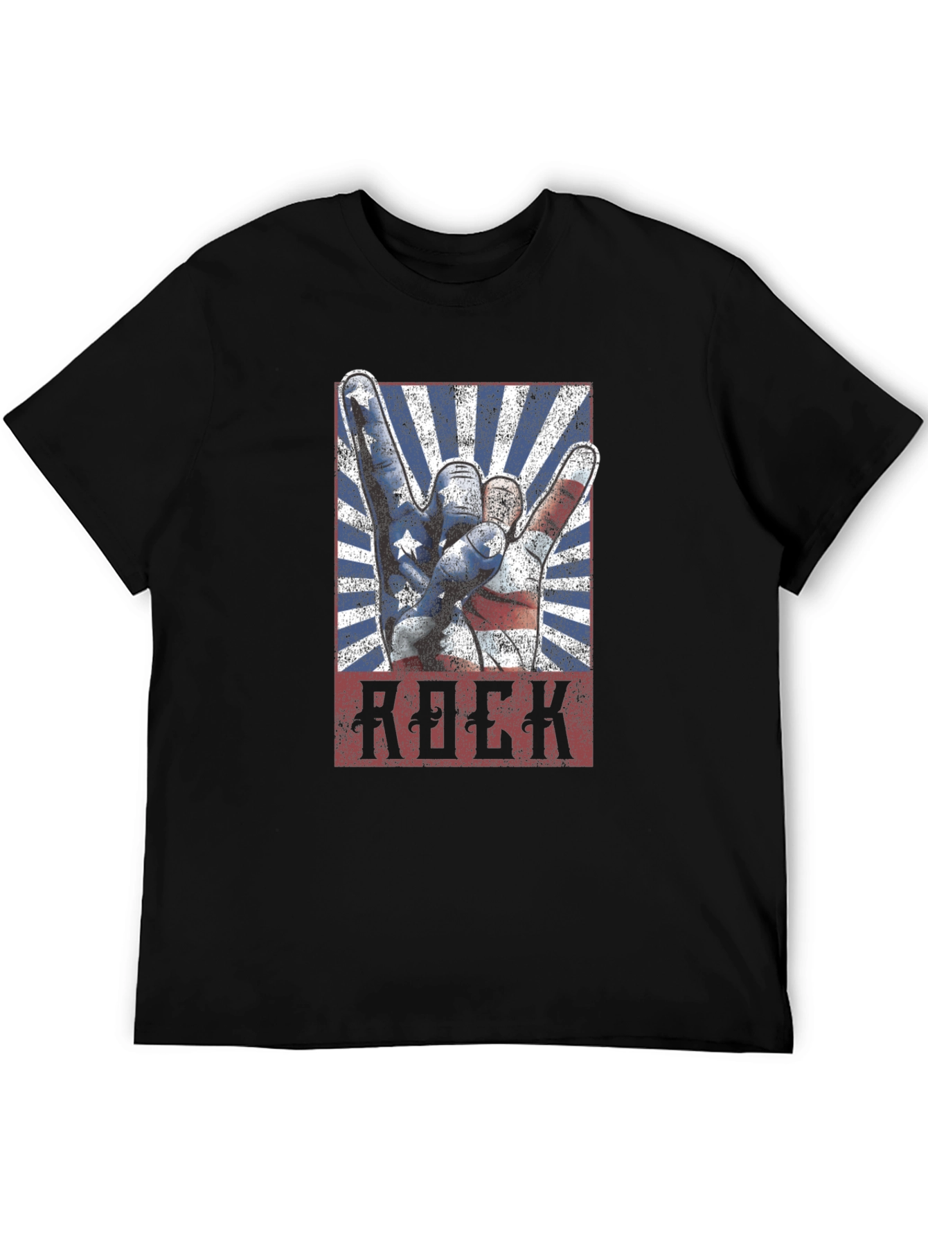 American Flag Rock Hand Gesture Graphic T-Shirt