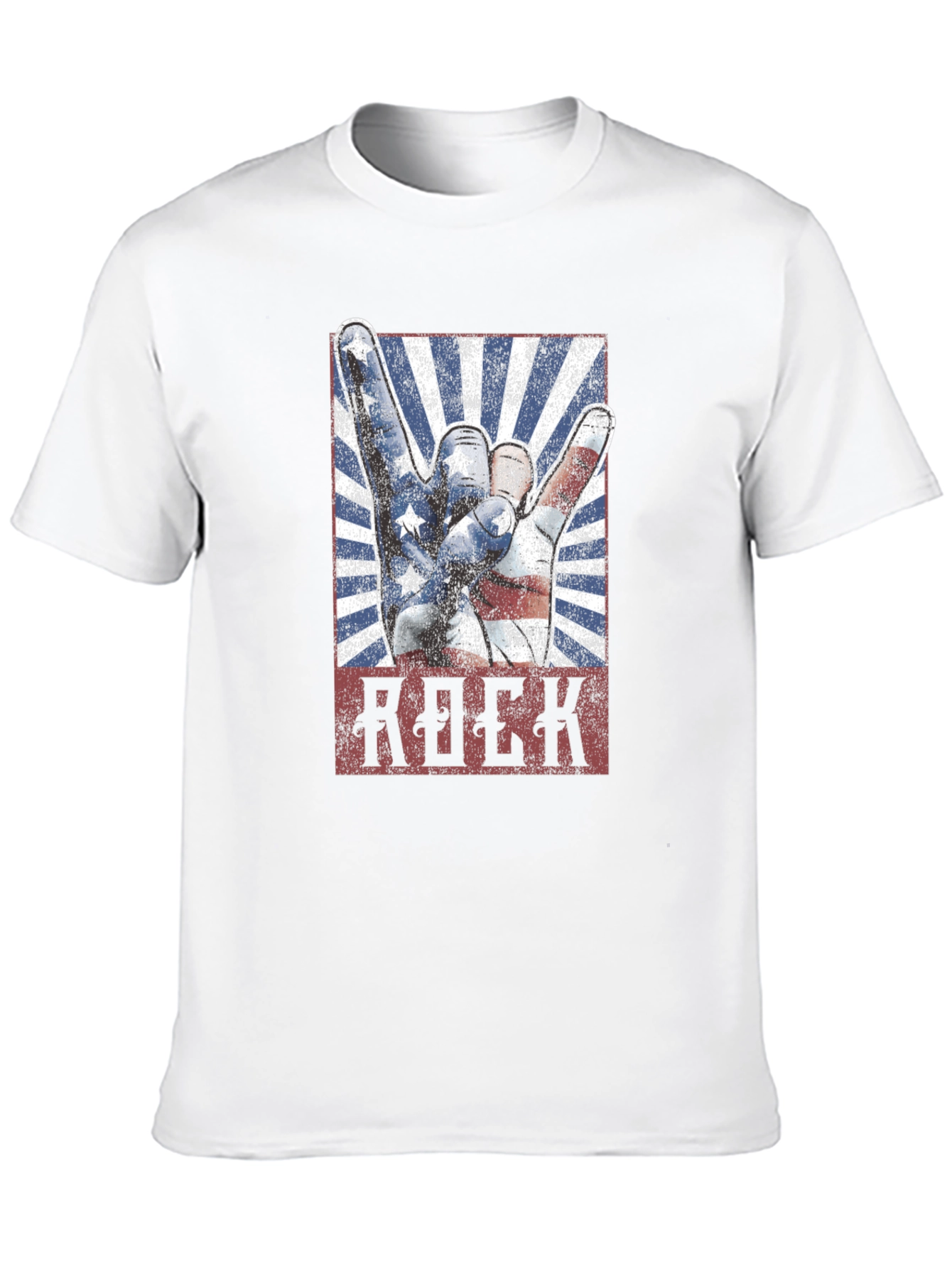 American Flag Rock Hand Gesture Graphic T-Shirt