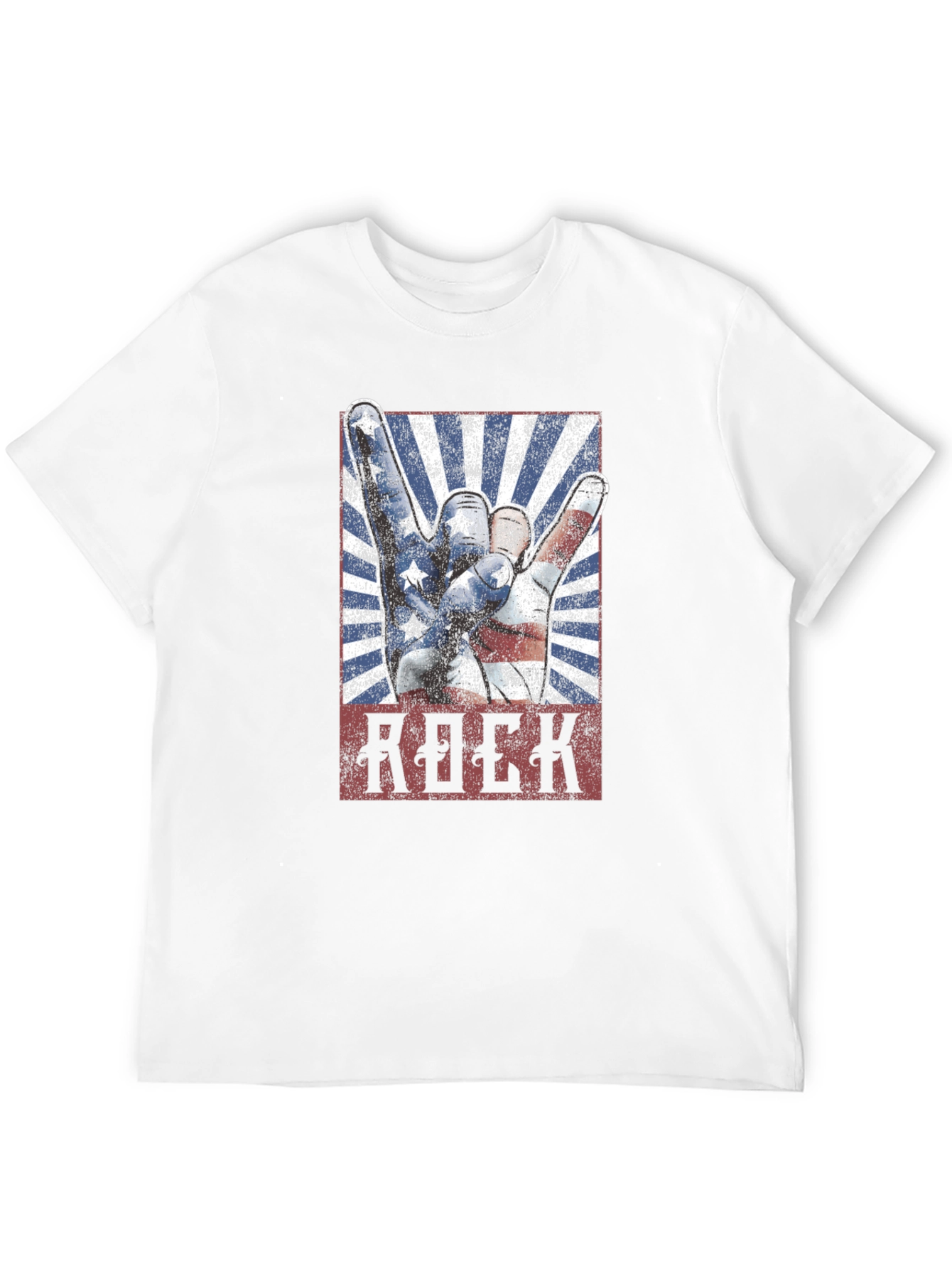 American Flag Rock Hand Gesture Graphic T-Shirt