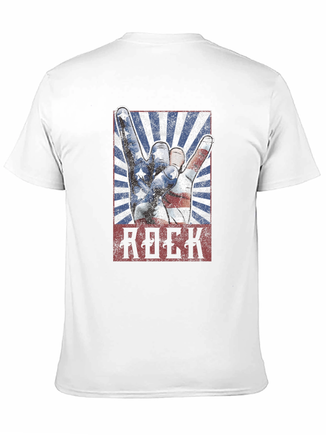 American Flag Rock Hand Gesture Graphic T-Shirt