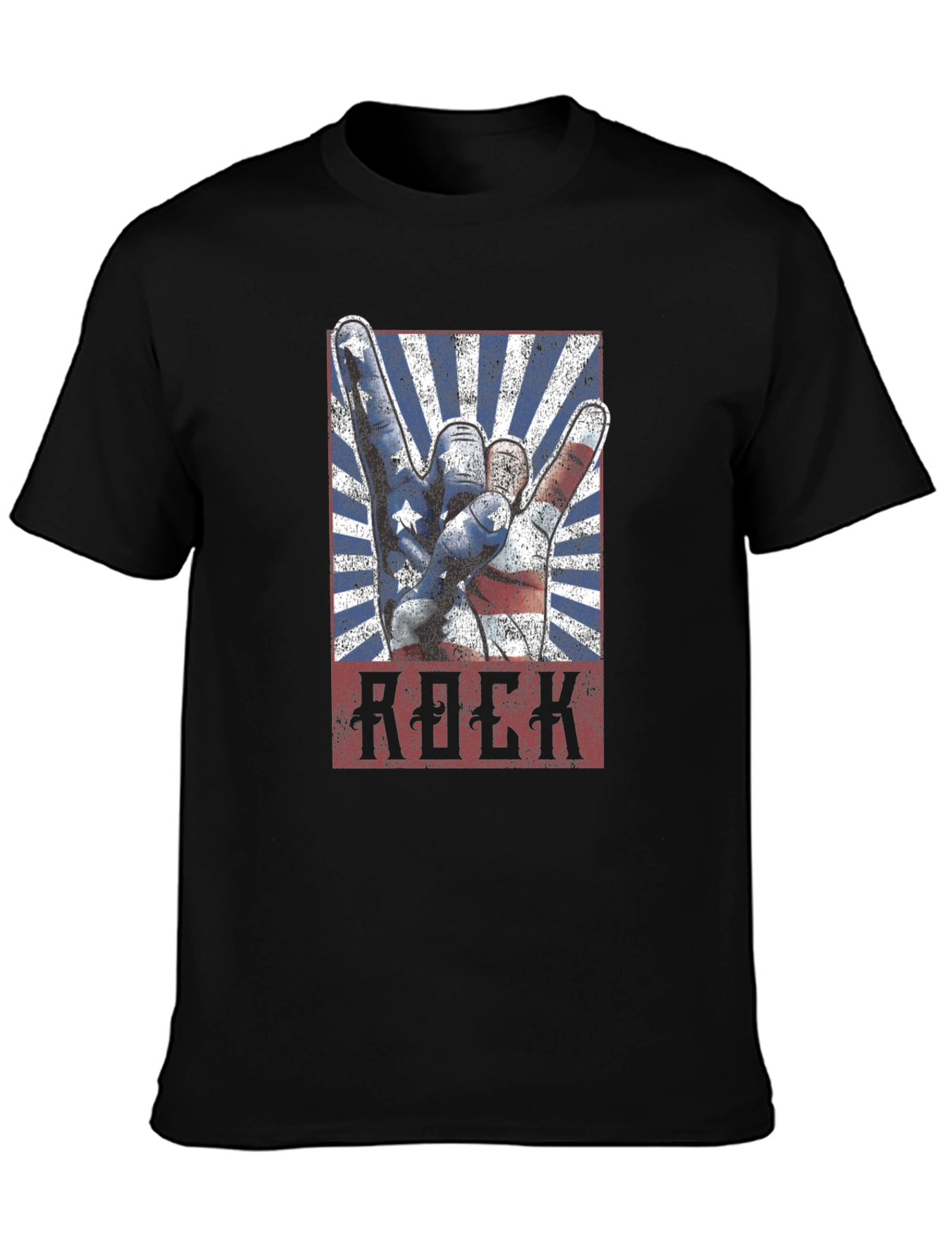 American Flag Rock Hand Gesture Graphic T-Shirt