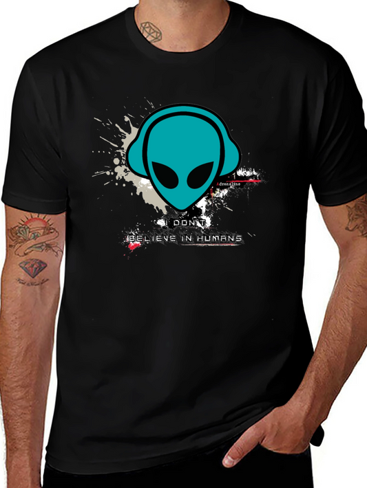 Alien Headphones Graphic Tee - Believe in Humans?