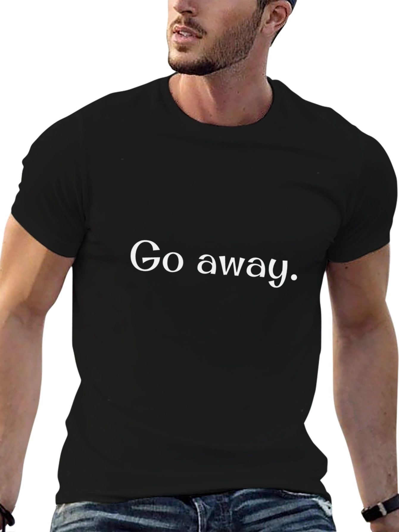 Go Away Slogan Tee - Black Cotton