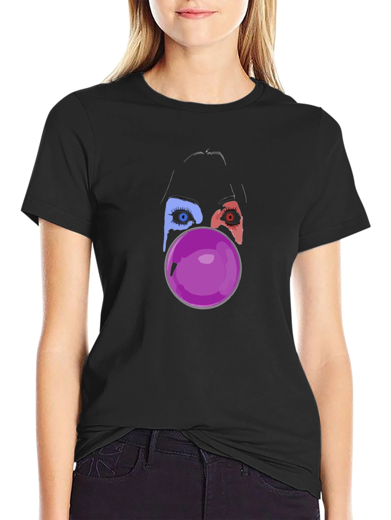 Eye See You Bubble Gum Black Tee